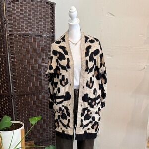 Leopard Print Cardigan women's Y2k Animal Print Sweater Size S/M